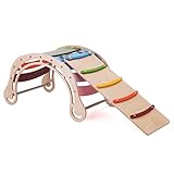 Original Waldorf Rocker for kids WITH A RAMP IN RAINBOW TONES, Solid Wood Rocking toy - Children Wooden Active Toy, Natural Rocking chair, Climbing, Wippe